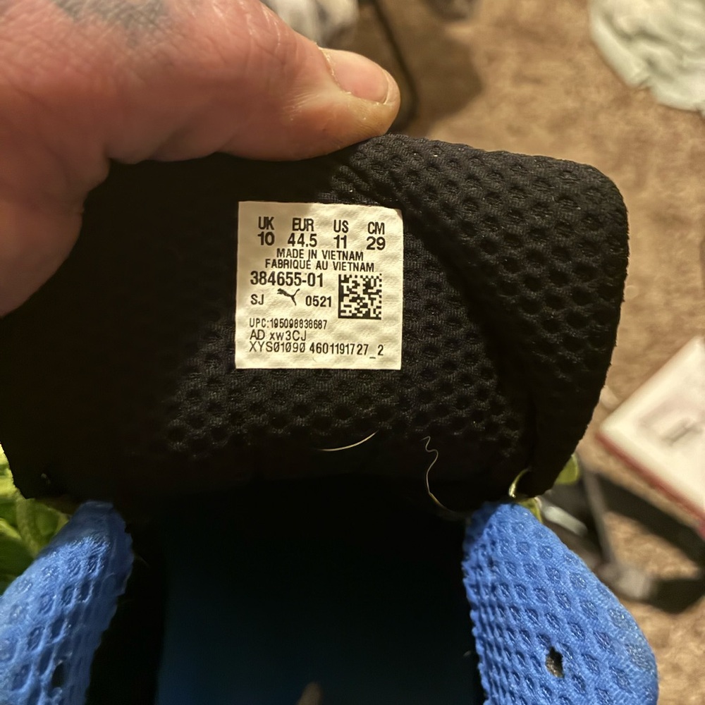 Puma Blue and Black Athletic Shoes with Mesh Design